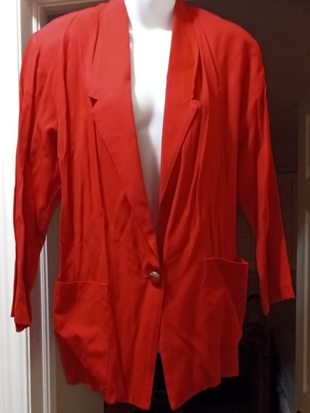 Vintage Women's Red Draped Single-Button Blazer Jacket